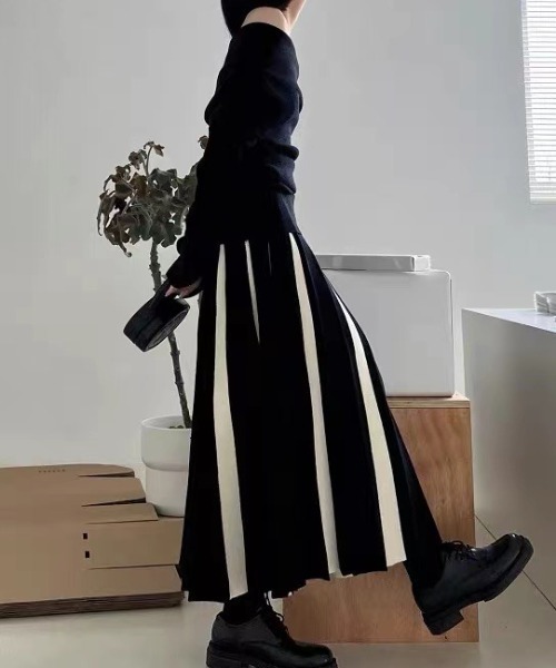 スカート黒 スカートストレッチ ロングスカート ニットスカート