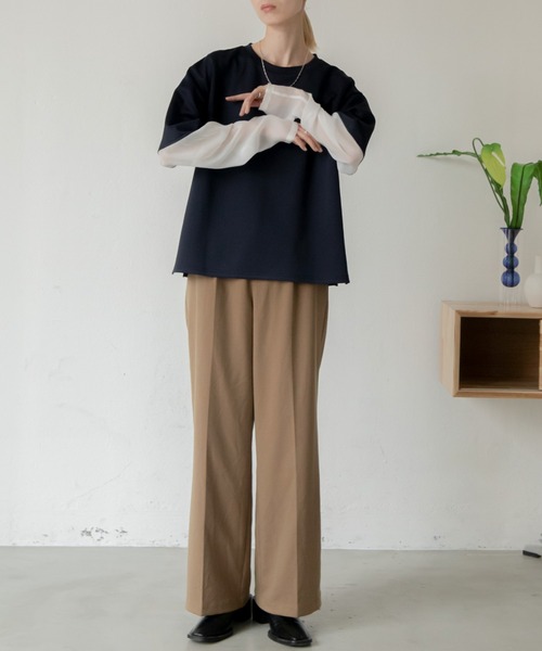 VACANCY（ヴァカンシー）の「シアー切替ダイバープルオーバー（Tシャツ/カットソー・レディース・ホワイト/ネイビー/グレー/ブルー/ブラック/ライトブルー・FREE）」の10枚目の写真
