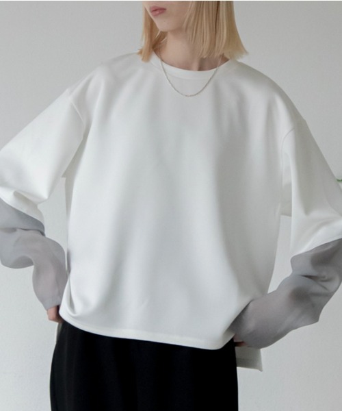 VACANCY（ヴァカンシー）の「シアー切替ダイバープルオーバー（Tシャツ/カットソー・レディース・ホワイト/ネイビー/グレー/ブルー/ブラック/ライトブルー・FREE）」の17枚目の写真