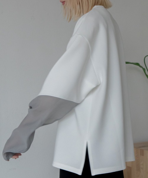 VACANCY（ヴァカンシー）の「シアー切替ダイバープルオーバー（Tシャツ/カットソー・レディース・ホワイト/ネイビー/グレー/ブルー/ブラック/ライトブルー・FREE）」の21枚目の写真