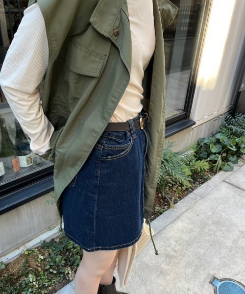 nemne store（ネンネストア）の「【低身長用サイズあり】台形デニムミニスカート（スカート・レディース・インディゴブルー・SMALL/MEDIUM/LARGE）」の14枚目の写真