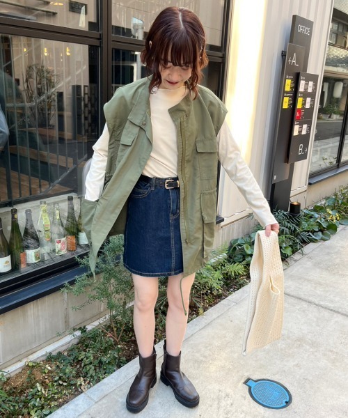 nemne store（ネンネストア）の「【低身長用サイズあり】台形デニムミニスカート（スカート・レディース・インディゴブルー・SMALL/MEDIUM/LARGE）」の3枚目の写真