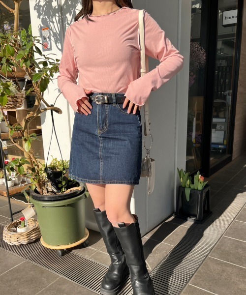 nemne store（ネンネストア）の「【低身長用サイズあり】台形デニムミニスカート（スカート・レディース・インディゴブルー・SMALL/MEDIUM/LARGE）」の4枚目の写真