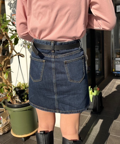 nemne store（ネンネストア）の「【低身長用サイズあり】台形デニムミニスカート（スカート・レディース・インディゴブルー・SMALL/MEDIUM/LARGE）」の2枚目の写真