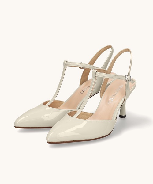 Tストラップ バックバンドパンプス (7.0cmヒール)