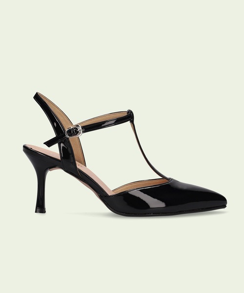 Tストラップ バックバンドパンプス (7.0cmヒール)
