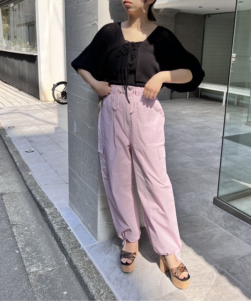 one way（ワンウェイ）の「カーゴポケットパンツ（カーゴパンツ・レディース・ダークグリーン/ピンク/ブラック/ホワイト・FREE）」の6枚目の写真