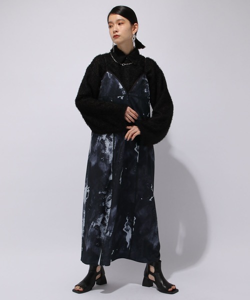 HARE（ハレ）の「ガラパイピングキャミワンピース(HARE)（ワンピース・レディース・ブルー/ブラック・FREE）」の3枚目の写真