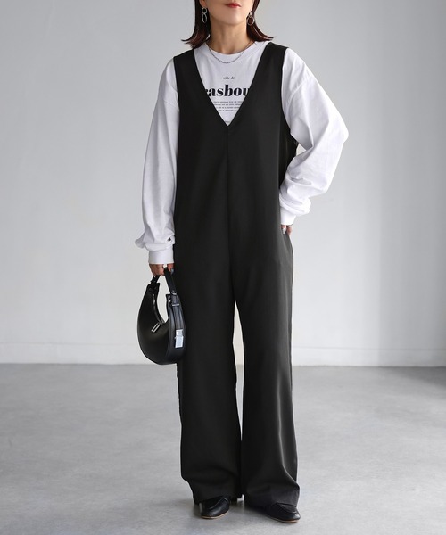 Riberry（リベリー）の「Vネックサロペット（サロペット/オーバーオール・レディース・ネイビー/ブラック・FREE）」の10枚目の写真