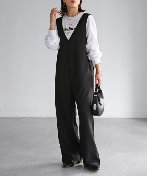 Riberry（リベリー）の「Vネックサロペット（サロペット/オーバーオール・レディース・ネイビー/ブラック・FREE）」の14枚目の写真