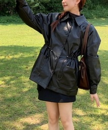 ショート丈合成皮革コート(BQ)