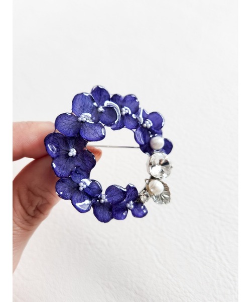 Tresor】紫陽花 クリスタル ブローチ(MA)（ブローチ/コサージュ