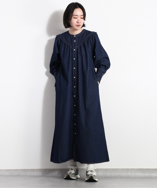 cepo（セポ）の「カラーデザインデニムワンピース（シャツワンピース・レディース・ネイビー/オフホワイト/ブルー系3・M）」の2枚目の写真