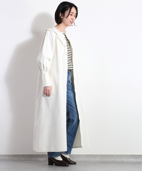 cepo（セポ）の「カラーデザインデニムワンピース（シャツワンピース・レディース・ネイビー/オフホワイト/ブルー系3・M）」の5枚目の写真