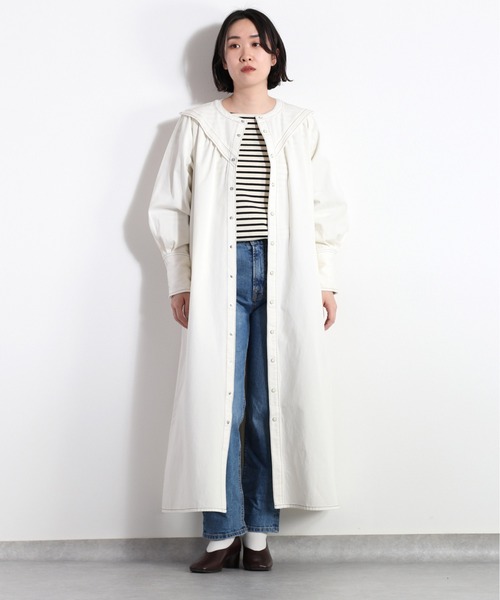 cepo（セポ）の「カラーデザインデニムワンピース（シャツワンピース・レディース・ネイビー/オフホワイト/ブルー系3・M）」の4枚目の写真