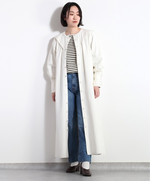 cepo（セポ）の「カラーデザインデニムワンピース（シャツワンピース・レディース・ネイビー/オフホワイト/ブルー系3・M）」の7枚目の写真