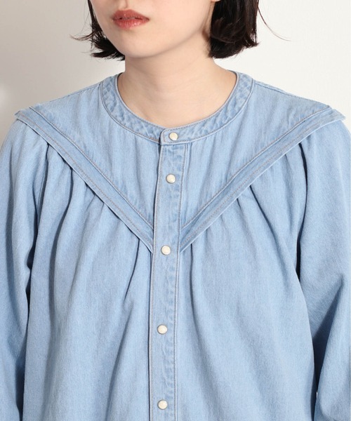 cepo（セポ）の「カラーデザインデニムワンピース（シャツワンピース・レディース・ネイビー/オフホワイト/ブルー系3・M）」の19枚目の写真