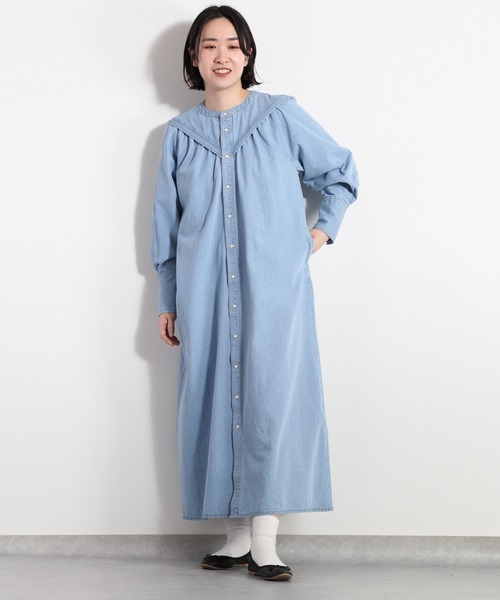 cepo（セポ）の「カラーデザインデニムワンピース（シャツワンピース・レディース・ネイビー/オフホワイト/ブルー系3・M）」の15枚目の写真