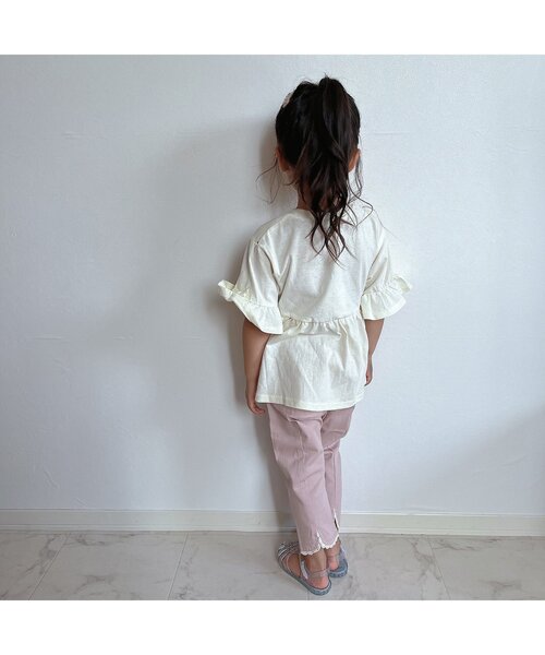 apres les cours(アプレレクール)の「【接触冷感】ひえひえ裾レースパンツ_8分丈(その他パンツ・キッズ・イエロー/サックスブルー/サーモンピンク・140/130/90/100/80/110/120)」の5枚目の写真