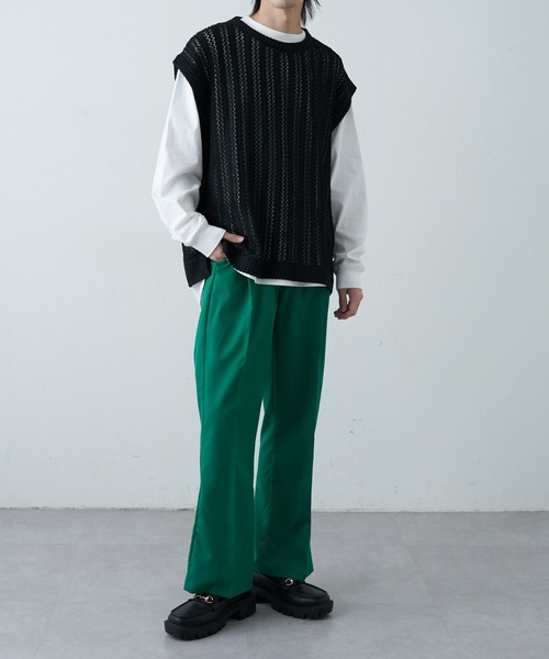 COLONY 2139（コロニートゥーワンスリーナイン）の「WEB限定サイズあり センタープレスフレアパンツ（スラックス・メンズ・サックスブルー/アイボリー/ブラック/グリーン・LARGE/MEDIUM/X-LARGE）」の16枚目の写真