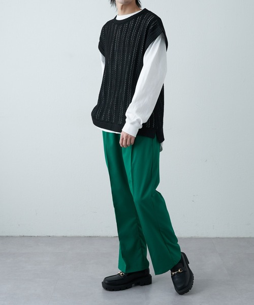 COLONY 2139（コロニートゥーワンスリーナイン）の「WEB限定サイズあり センタープレスフレアパンツ（スラックス・メンズ・サックスブルー/アイボリー/ブラック/グリーン・LARGE/MEDIUM/X-LARGE）」の17枚目の写真