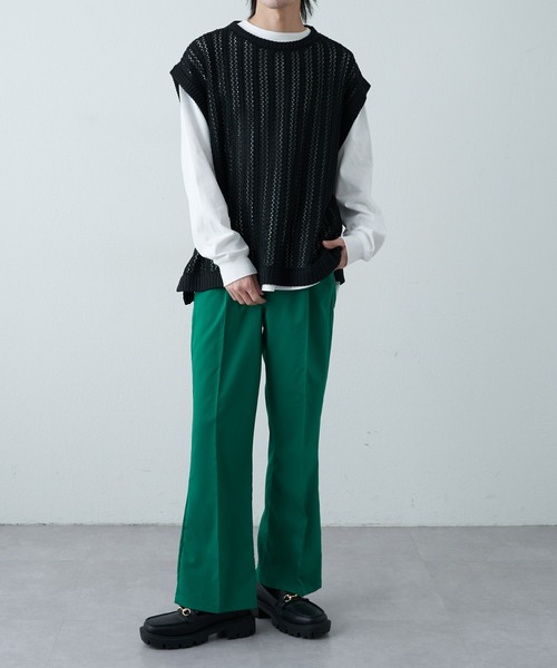 COLONY 2139（コロニートゥーワンスリーナイン）の「WEB限定サイズあり センタープレスフレアパンツ（スラックス・メンズ・サックスブルー/アイボリー/ブラック/グリーン・LARGE/MEDIUM/X-LARGE）」の18枚目の写真