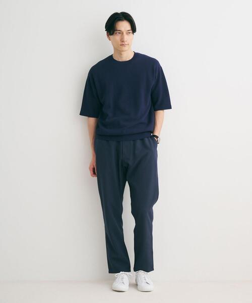 green label relaxing(グリーンレーベルリラクシング)の「ハイツイスト コットン アクリル ツイル クルーネック Tシャツ(ニット/セーター・メンズ・ライトグレー/ターコイズブルー/ダークグレー/ネイビー・M/L/S/XL)」の5枚目の写真