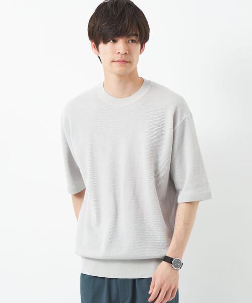 green label relaxing(グリーンレーベルリラクシング)の「ハイツイスト コットン アクリル ツイル クルーネック Tシャツ(ニット/セーター・メンズ・ライトグレー/ターコイズブルー/ダークグレー/ネイビー・M/L/S/XL)」の14枚目の写真