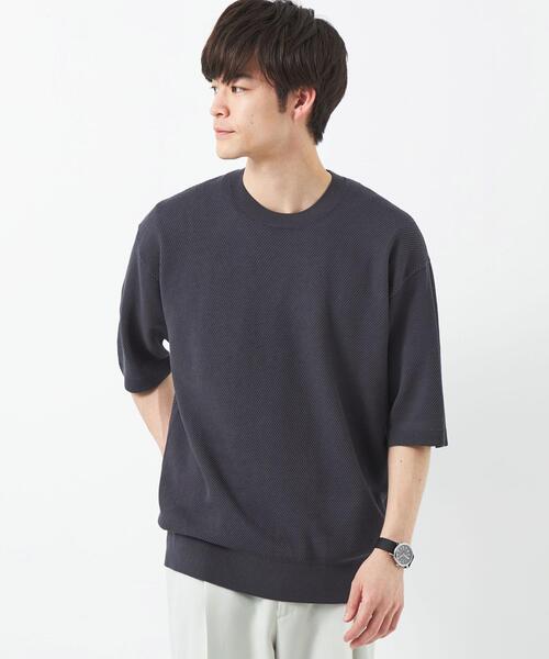 green label relaxing(グリーンレーベルリラクシング)の「ハイツイスト コットン アクリル ツイル クルーネック Tシャツ(ニット/セーター・メンズ・ライトグレー/ターコイズブルー/ダークグレー/ネイビー・M/L/S/XL)」の17枚目の写真