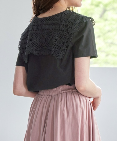 Rejoule（リジュール）の「かぎ編みセーラーカラーTシャツ（Tシャツ/カットソー・レディース・ブルー/オフホワイト/ブラック・FREE）」の15枚目の写真