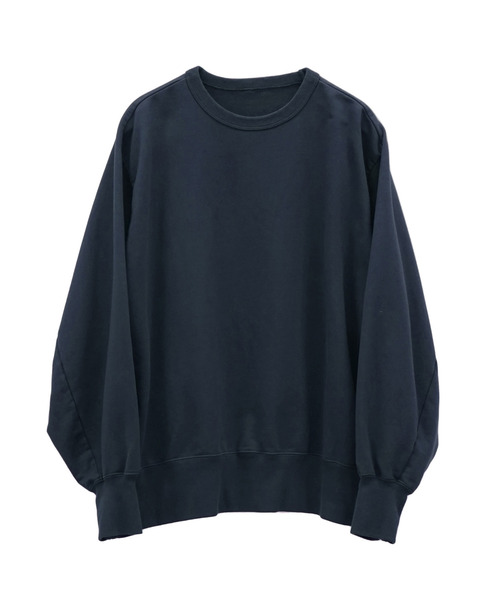 TROVE(トローヴ)の「TROVE トローヴ / 36G WASHI URAKE CREW NECK ハイゲージニット和紙裏毛クルーネックスウェット ビッグシルエットロンT / RK-PN020(スウェット・メンズ・ダークネイビー・3/1/2)」の3枚目の写真