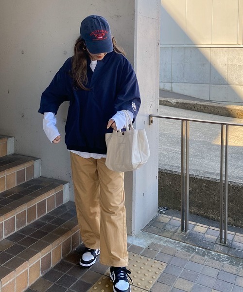 ISOOK（アイスー）の「ビンテージライクロゴキャップ / ロゴキャップ 大人カジュアル 刺繍ロゴ（キャップ・レディース・チャコールグレー/カーキ・FREE）」の7枚目の写真