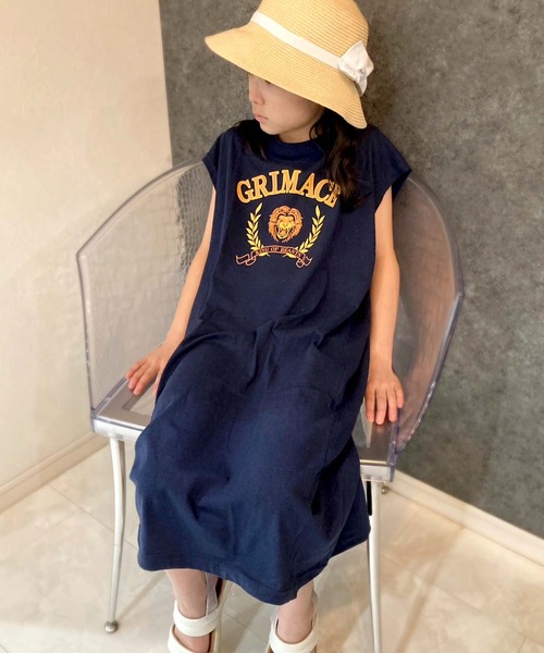 THE CASUAL（カジュアル）の「ビッグシルエット　ノースリーブ　ワンピ（ワンピース・キッズ・チャコール/モカ/ミント/グリーン系その他/ネイビー/ベージュ/杢グレー/ダークグリーン/オフホワイト/ブラウン系その他/ラベンダー/ピンク/ベージュ系その他/ダークグリーン系/ブラック/グレー系その他/ブラック系その他2/ブラック系その他・110cm/120cm/130cm/140cm/150cm/160cm）」の2枚目の写真