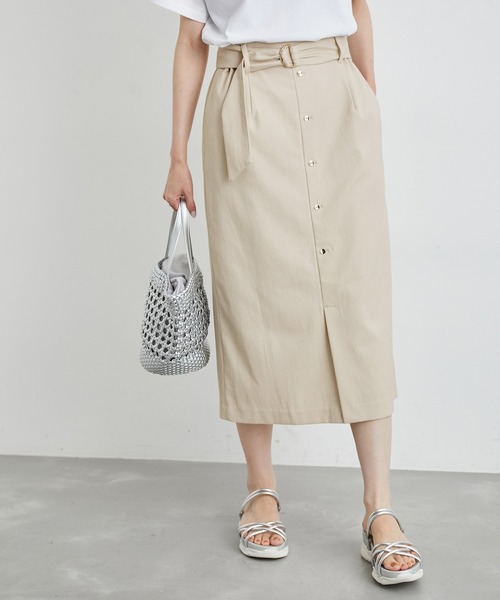 ROPE' PICNIC(ロペピクニック)の「洗える/2WAY・セットアップ対応/ウエストベルトストレートスカート(スカート・レディース・ブラック/ベージュ/グリーン系その他・38/36)」の3枚目の写真