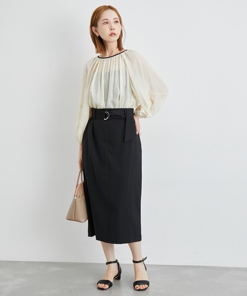 ROPE' PICNIC(ロペピクニック)の「洗える/2WAY・セットアップ対応/ウエストベルトストレートスカート(スカート・レディース・ブラック/ベージュ/グリーン系その他・38/36)」の4枚目の写真