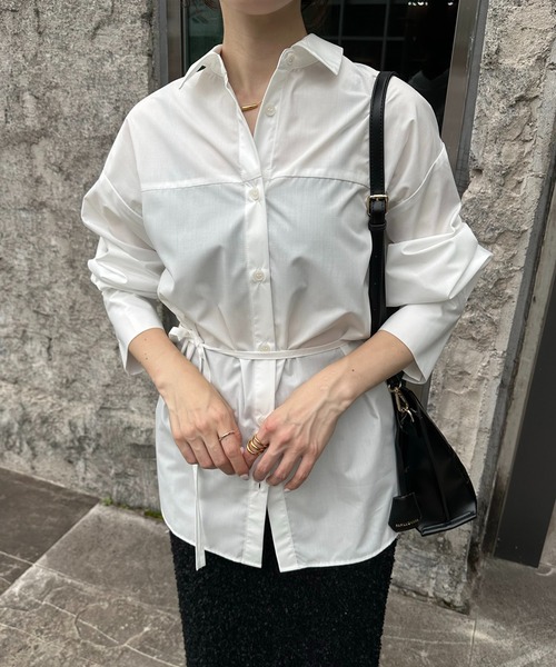 COLLAGE GALLARDAGALANTE（コラージュガリャルダガランテ）の「【OT】バックオープンシャツ（シャツ/ブラウス・レディース・サックスブルー/グリーン/ホワイト・FREE）」の6枚目の写真