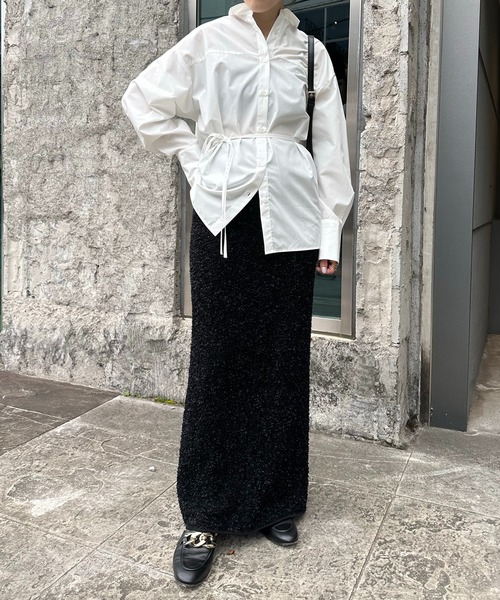 COLLAGE GALLARDAGALANTE（コラージュガリャルダガランテ）の「【OT】バックオープンシャツ（シャツ/ブラウス・レディース・サックスブルー/グリーン/ホワイト・FREE）」の4枚目の写真