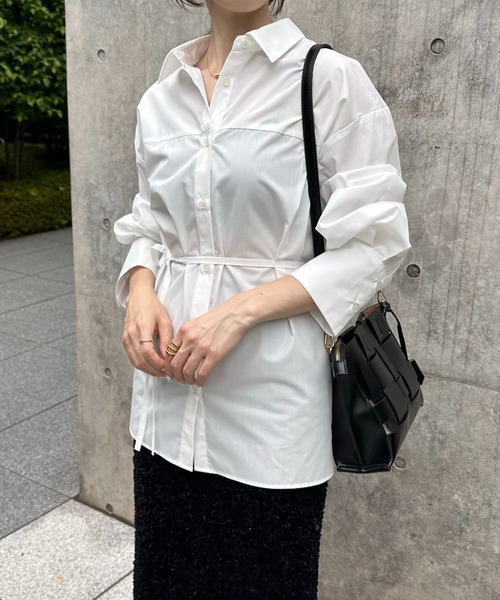 COLLAGE GALLARDAGALANTE（コラージュガリャルダガランテ）の「【OT】バックオープンシャツ（シャツ/ブラウス・レディース・サックスブルー/グリーン/ホワイト・FREE）」の5枚目の写真