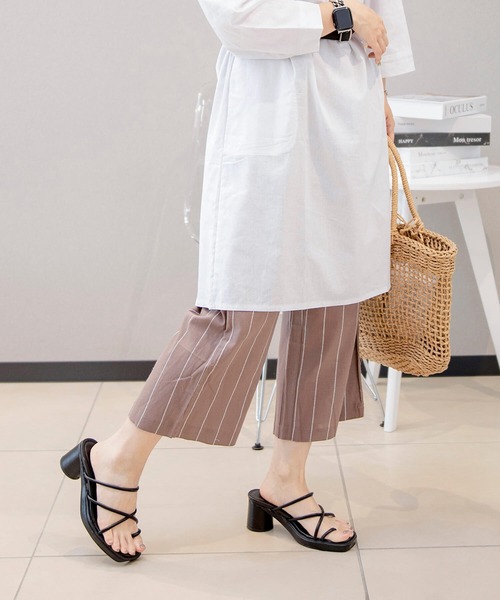 aimoha(アイモハ)の「リラックス 綿麻コン ストライプワイドパンツ (SS)(スラックス・レディース・ホワイト/オフホワイト/ベージュ・MEDIUM/LARGE/X-LARGE)」の3枚目の写真