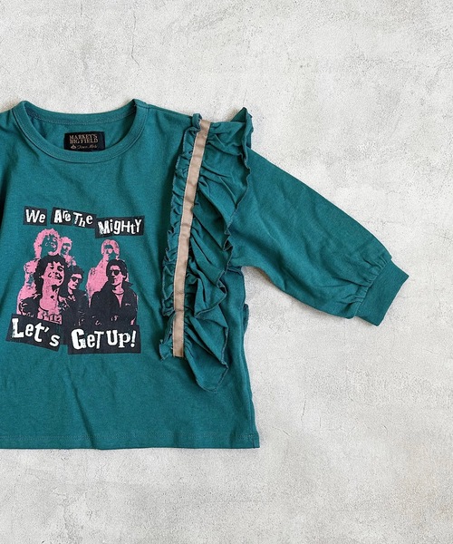 BIG FIELD(ビッグフィールド)の「ナガソデフリルロックT(90~150cm)(Tシャツ/カットソー・キッズ・サーモンピンク/チャコール/モスグリーン・150/100/130/90/120/140/110)」の8枚目の写真