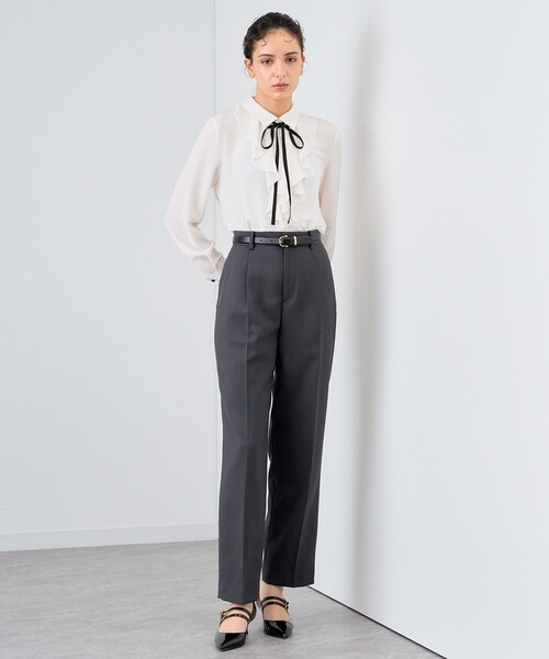 ANAYI（アナイ）の「ウールツイルストレッチストレートパンツ（スラックス・レディース・チャコールグレー/ピンク/キャメル・38/36）」の11枚目の写真