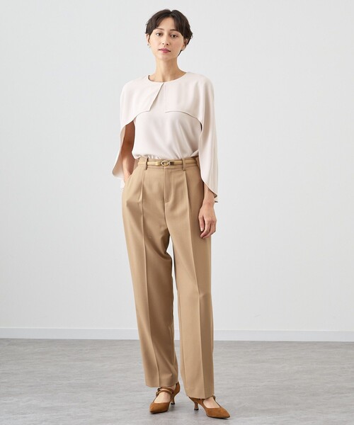 ANAYI（アナイ）の「ウールツイルストレッチストレートパンツ（スラックス・レディース・チャコールグレー/ピンク/キャメル・38/36）」の13枚目の写真