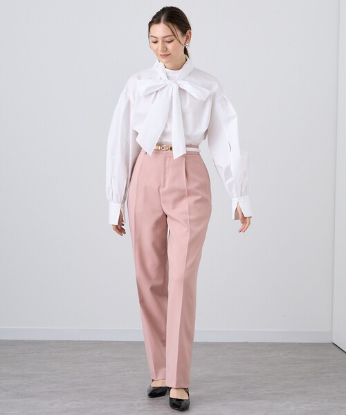 ANAYI（アナイ）の「ウールツイルストレッチストレートパンツ（スラックス・レディース・チャコールグレー/ピンク/キャメル・38/36）」の14枚目の写真