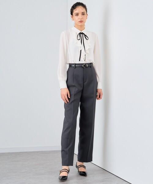 ANAYI（アナイ）の「ウールツイルストレッチストレートパンツ（スラックス・レディース・チャコールグレー/ピンク/キャメル・38/36）」の12枚目の写真