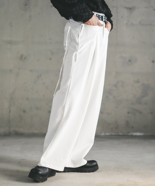 韓国 トレンド ルーズ ワイドパンツ スラックス フレアパンツ セール】ルーズフィットワイドドレープフレアパンツ（スラックス