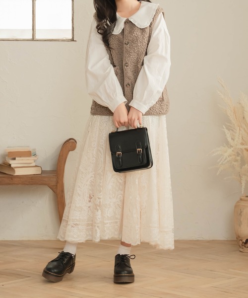 Cham.（チャム）の「ラテカラーボアベスト（ベスト・レディース・オフホワイト/ダークブラウン・F）」の7枚目の写真