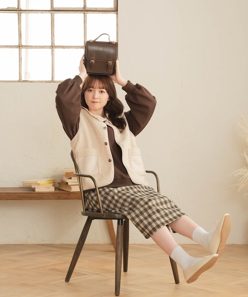 Cham.（チャム）の「ラテカラーボアベスト（ベスト・レディース・オフホワイト/ダークブラウン・F）」の8枚目の写真