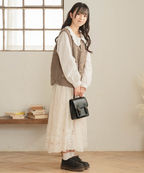 Cham.（チャム）の「ラテカラーボアベスト（ベスト・レディース・オフホワイト/ダークブラウン・F）」の11枚目の写真