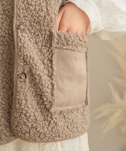 Cham.（チャム）の「ラテカラーボアベスト（ベスト・レディース・オフホワイト/ダークブラウン・F）」の14枚目の写真