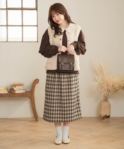 Cham.（チャム）の「ラテカラーボアベスト（ベスト・レディース・オフホワイト/ダークブラウン・F）」の17枚目の写真